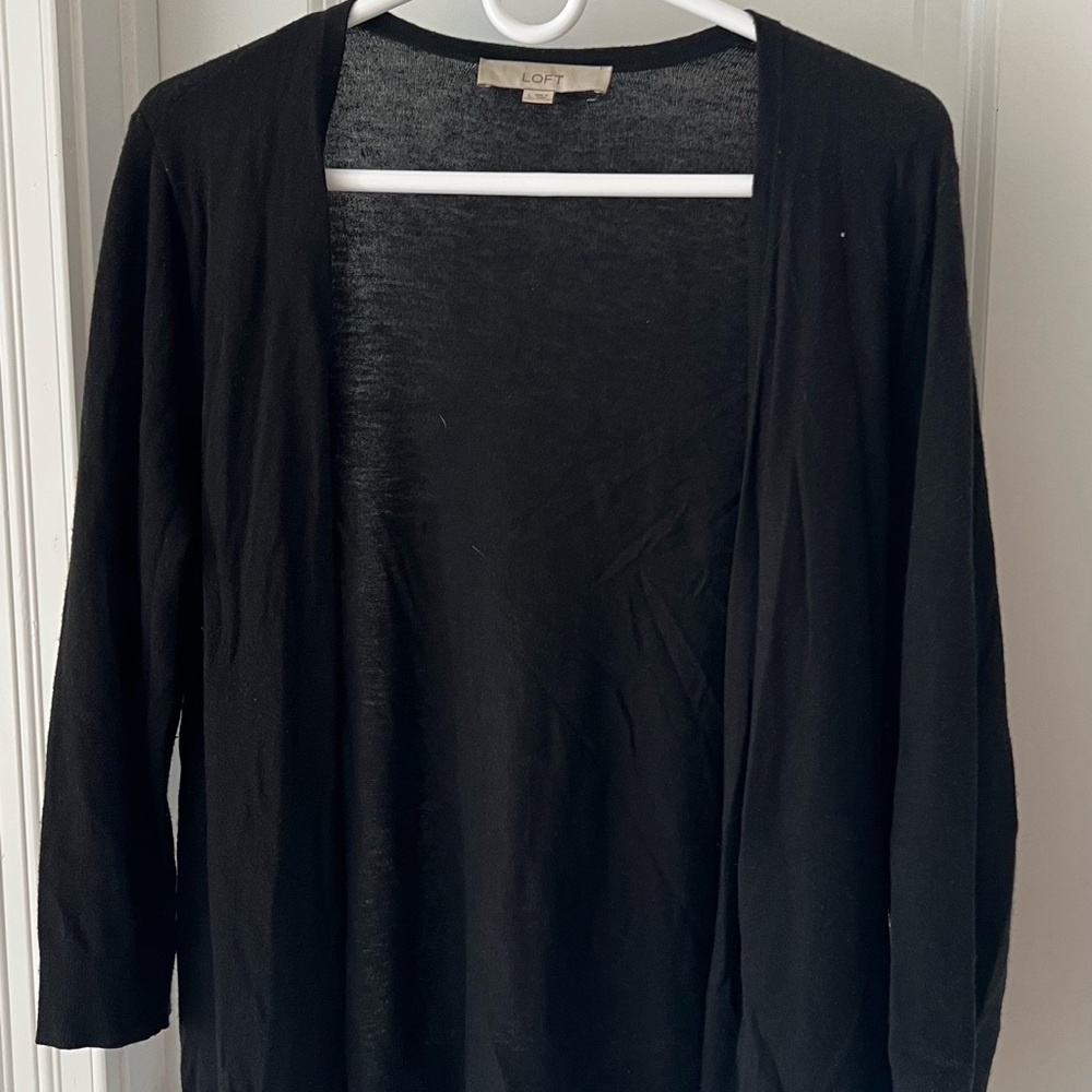 LOFT Charcoal Knit Cardigan